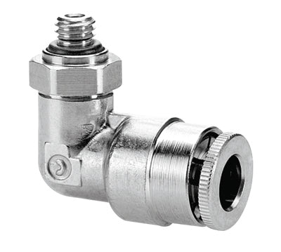 Hose connection M5a for hose Ø 6 mm 90° - rotatable (nickel-plated brass)