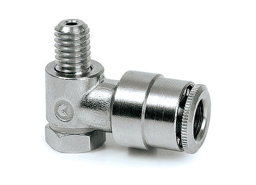 Schlauchanschluss M6a für Schlauch aØ 6 mm 90° - schwenkbar  (Messing vernickelt)