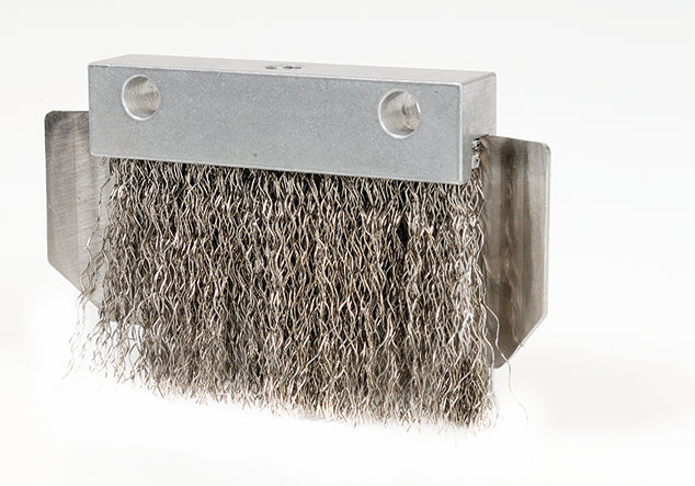 Lubricating brush for large chains up to +350 °C with through hole (aluminium / stainless steel)
