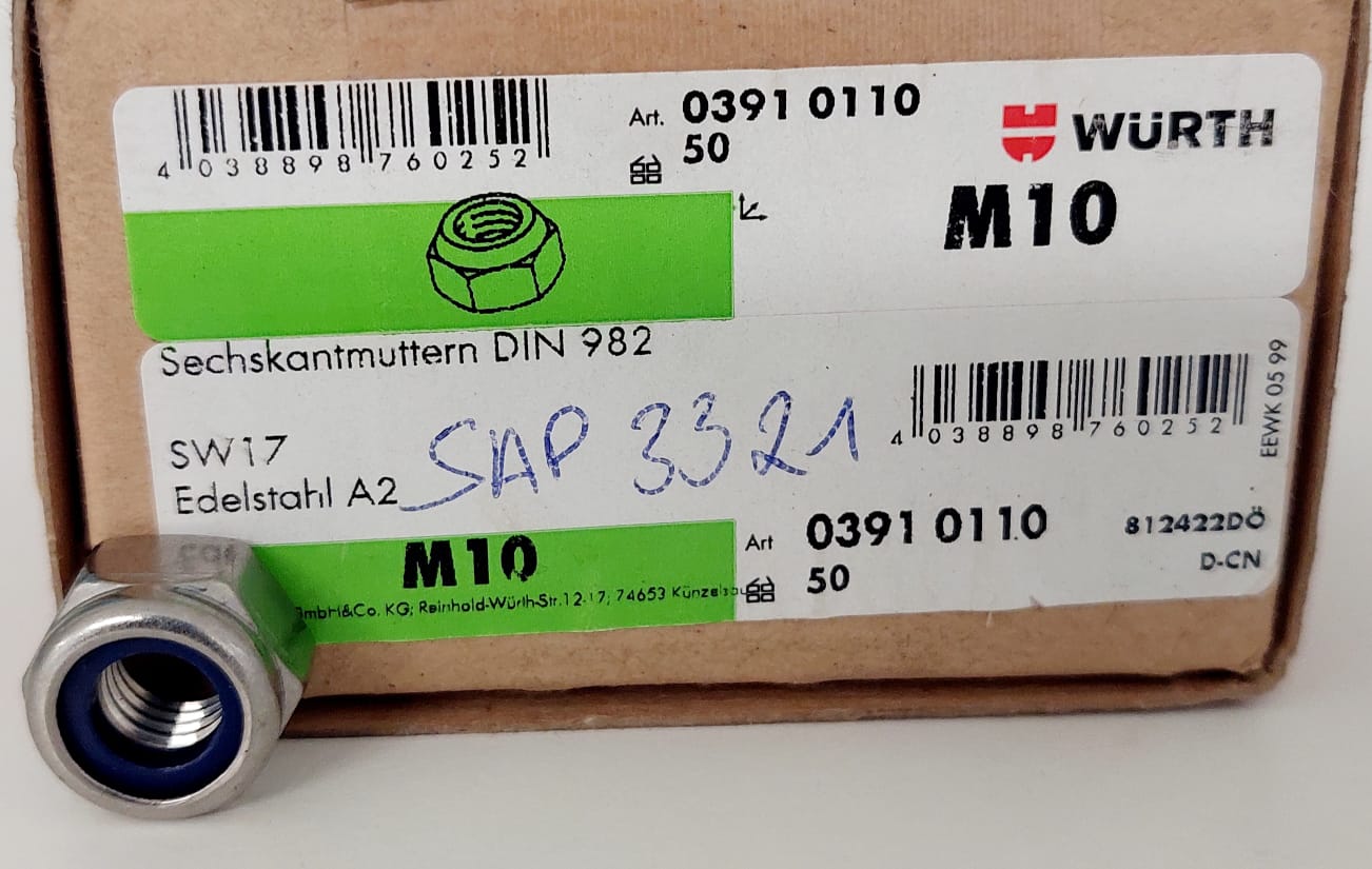 Sechskantmutter selbstsichernd M10, Edelstahl